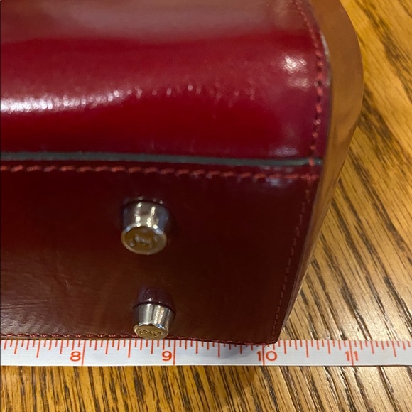Monsac Original, Leather Handbag, Metal Feet, Red Leather, Beautiful, Dust Bag - Picture 12 of 15